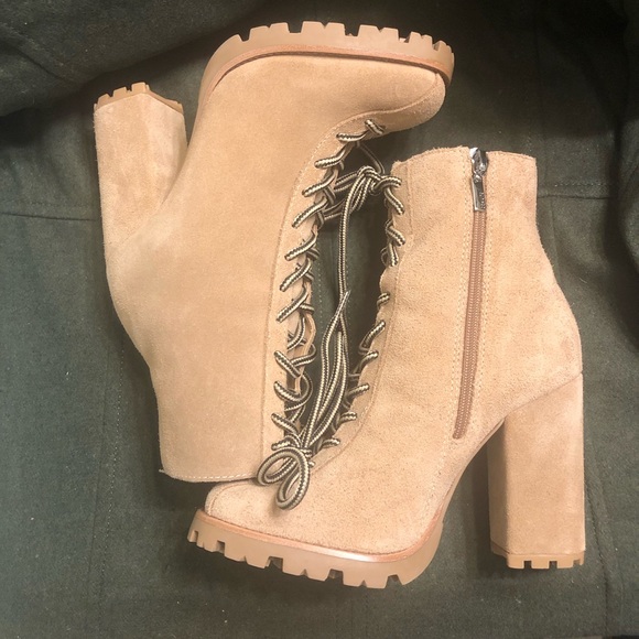 Naina Suede & Faux Shearling Boots Sandstone sz 7 - Picture 8 of 12